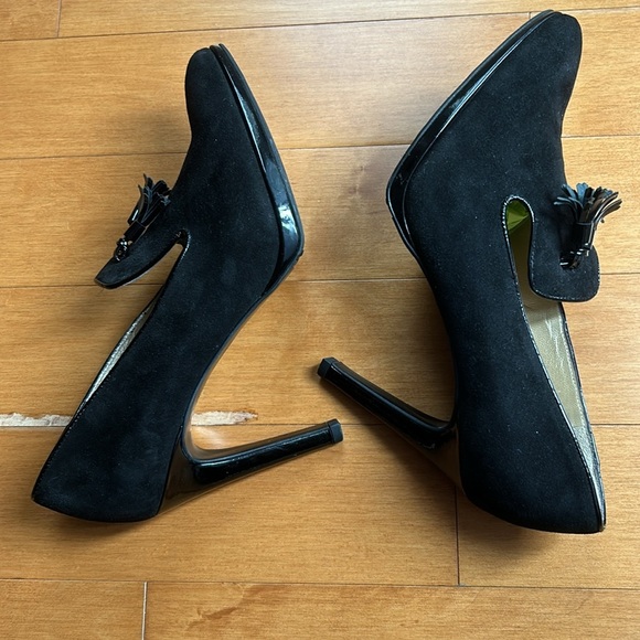 Peter Kaiser Holm High Front Court Black Suede Heels with Tassels Size 9 - Picture 15 of 16